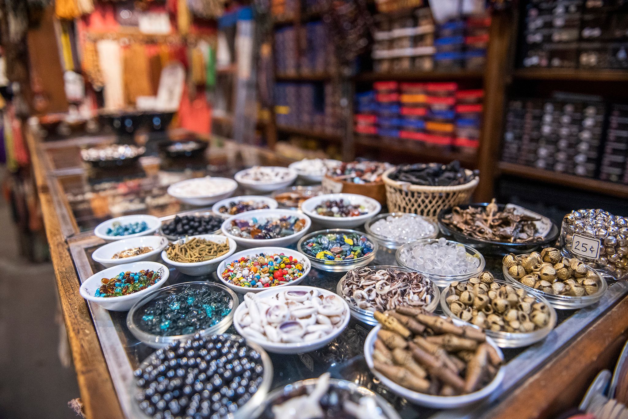 Antique jewellery and display cases.